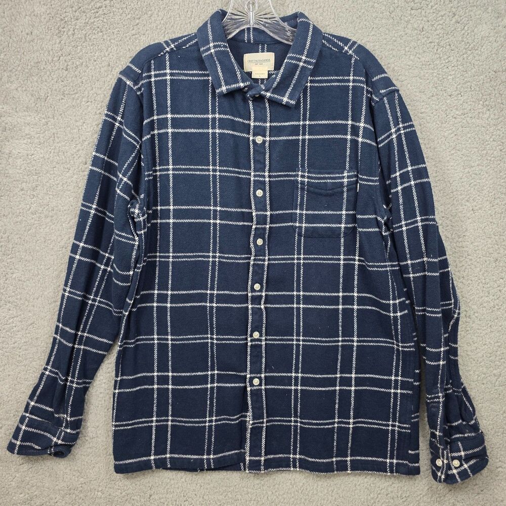 Obey Propaganda Men's Blue Plaid Flannel Shirt Size L